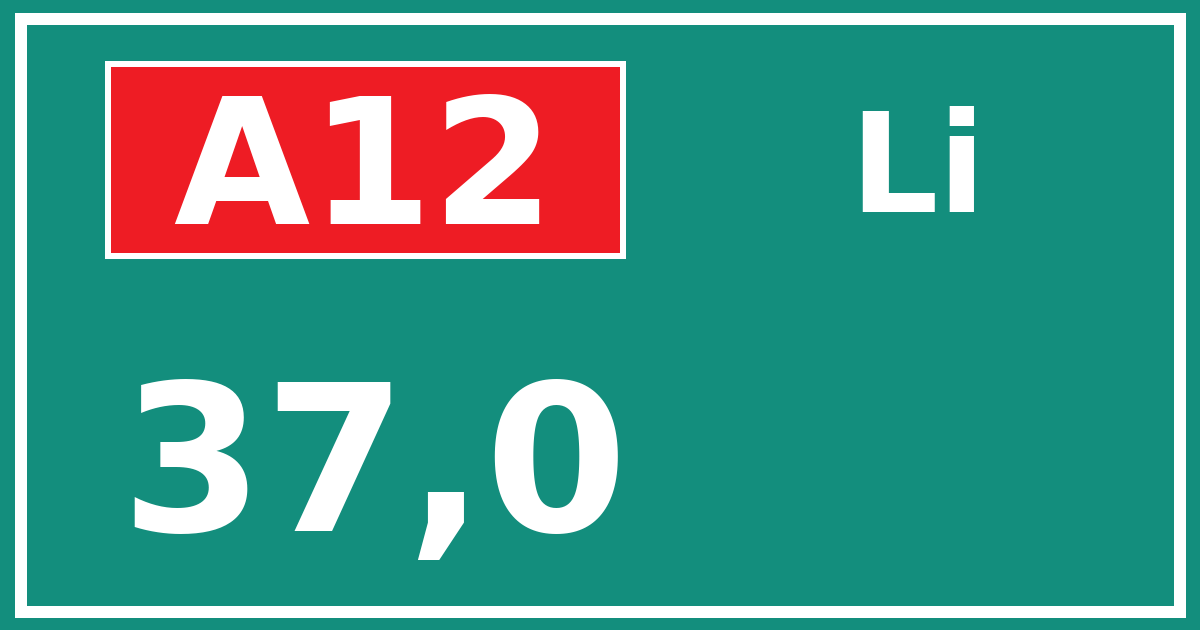 Hectometerbord A12 37,0 zijde Li