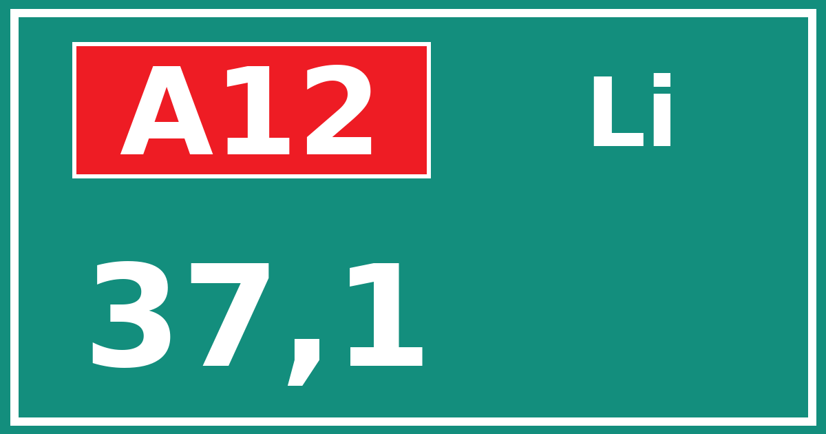 Hectometerbord A12 37,1 zijde Li