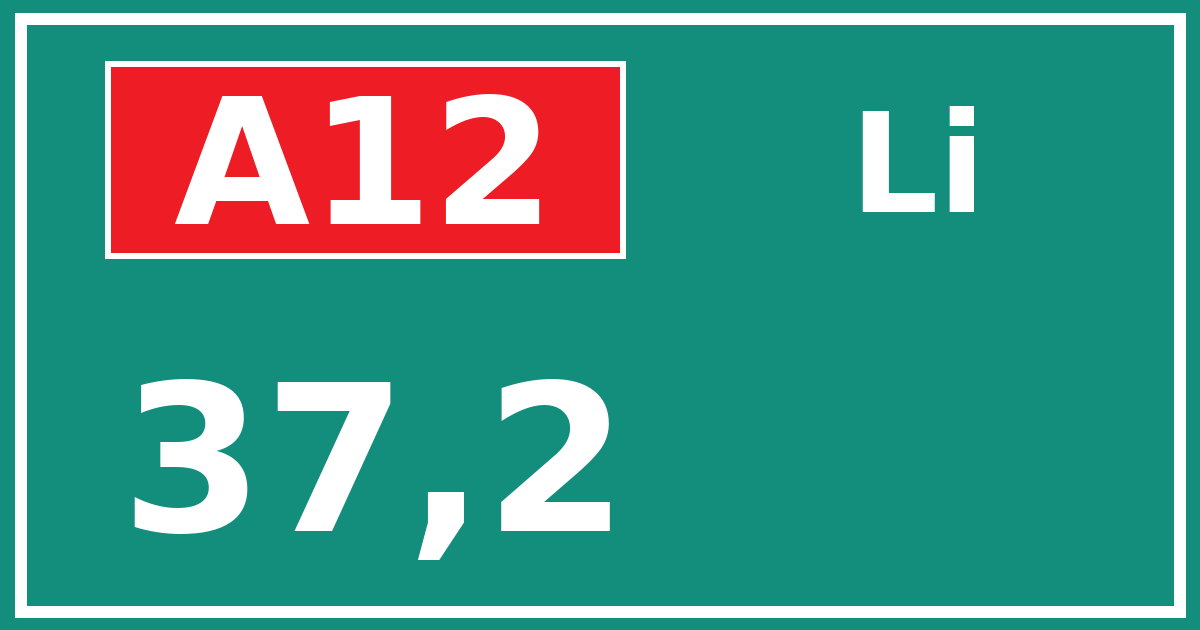 Hectometerbord A12 37,2 zijde Li
