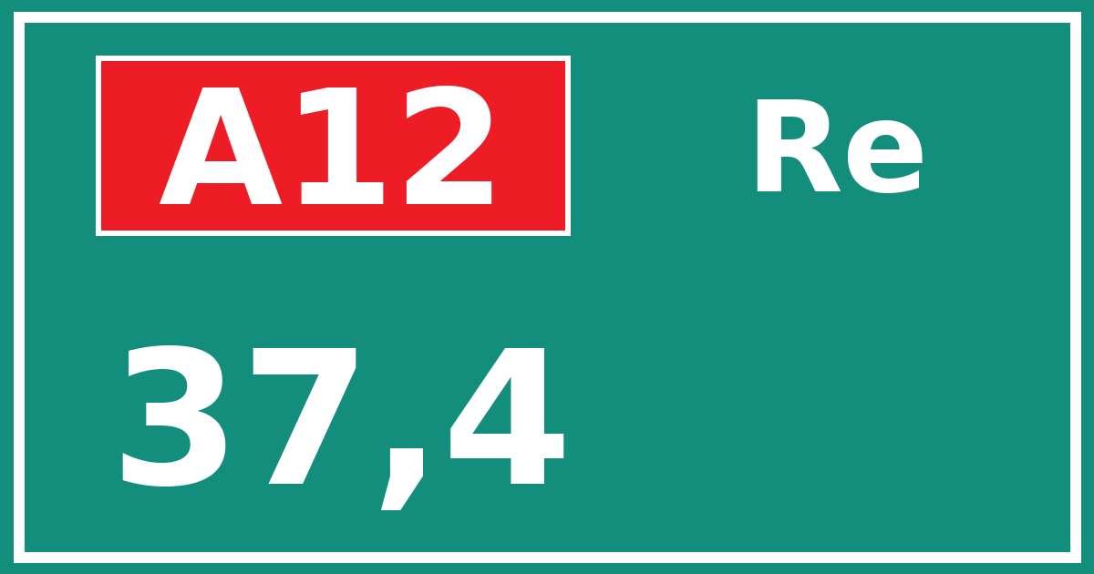 Hectometerbord A12 37,4 zijde Re