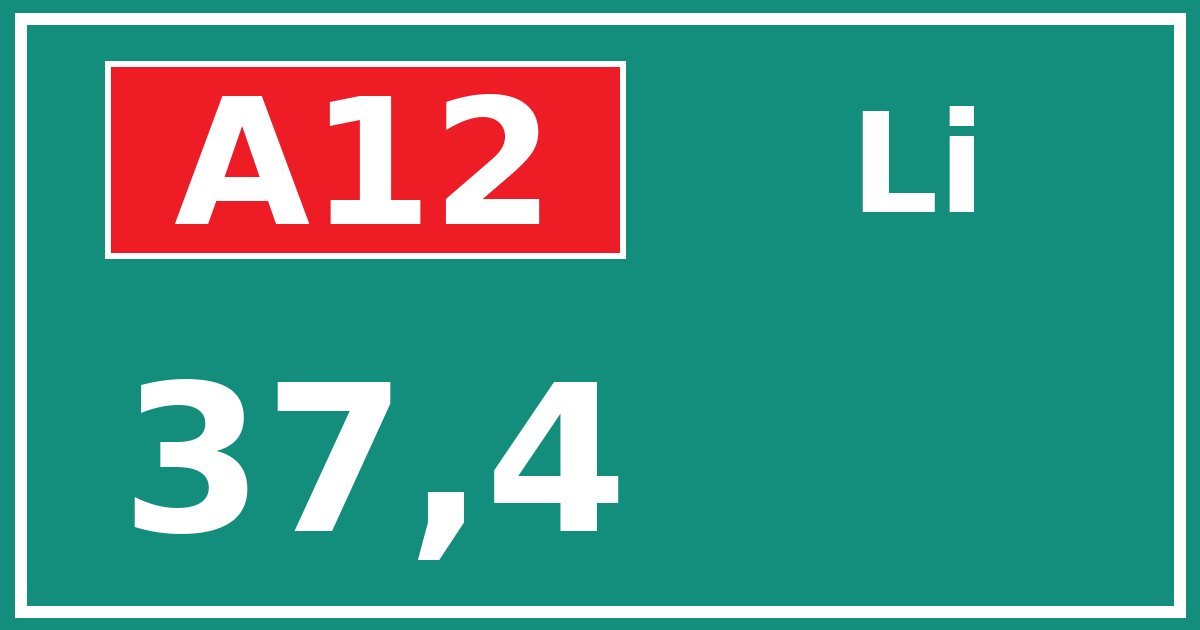 Hectometerbord A12 37,4 zijde Li
