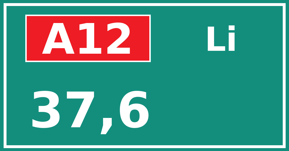 Hectometerbord A12 37,6 zijde Li