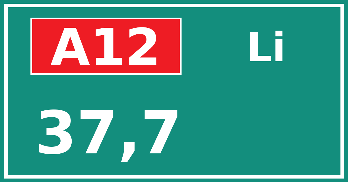 Hectometerbord A12 37,7 zijde Li