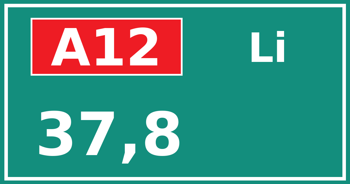 Hectometerbord A12 37,8 zijde Li
