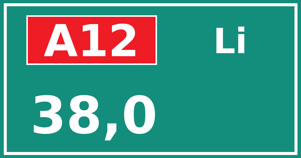 Hectometerbord A12 38,0 zijde Li