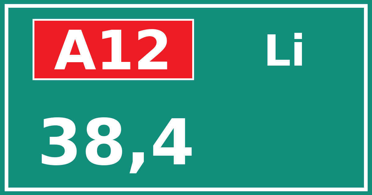 Hectometerbord A12 38,4 zijde Li