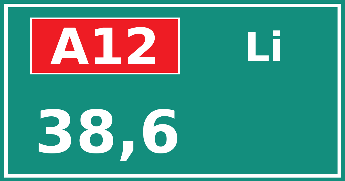 Hectometerbord A12 38,6 zijde Li