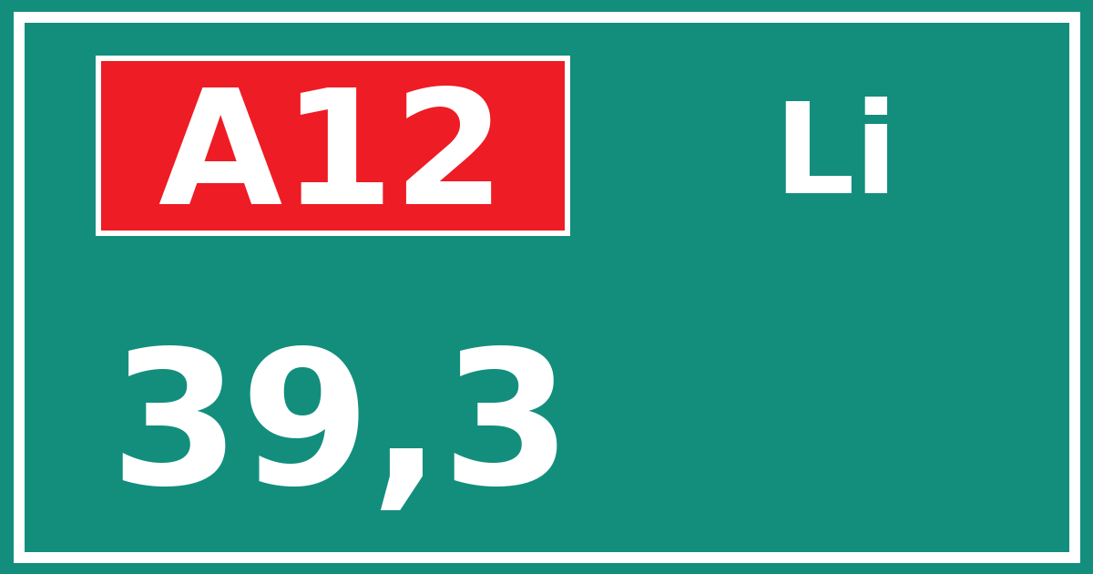Hectometerbord A12 39,3 zijde Li
