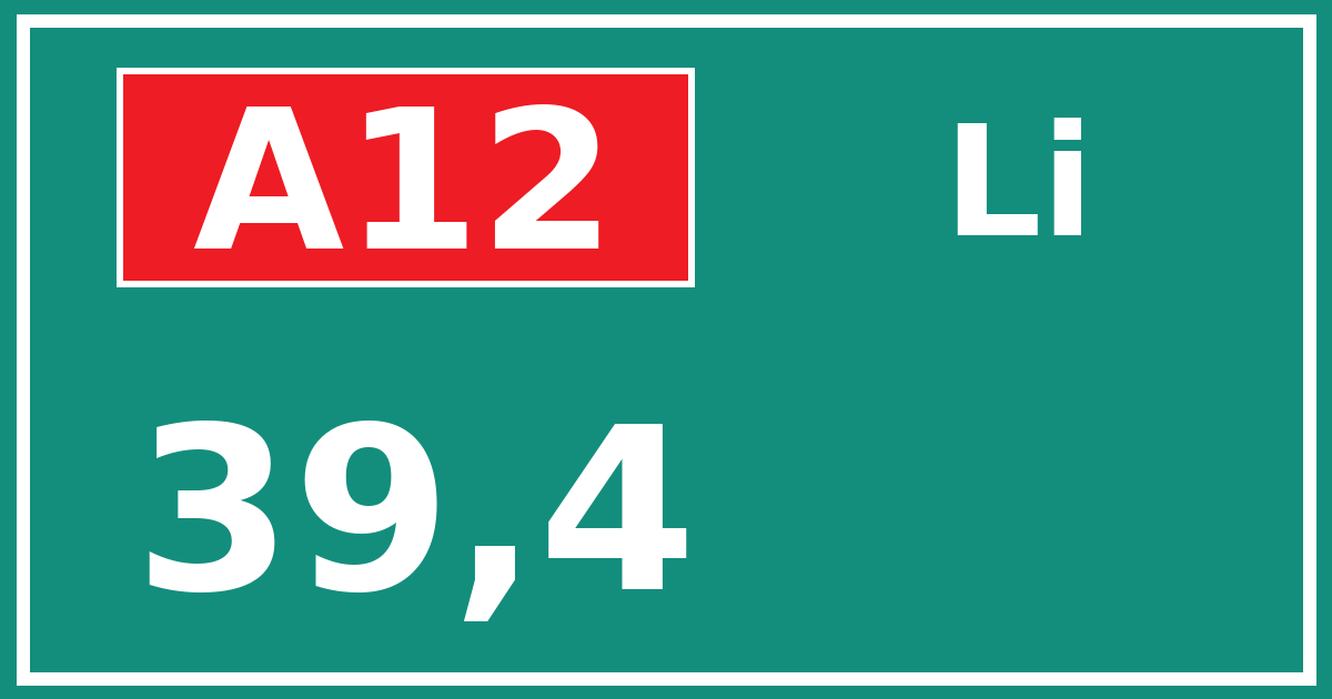 Hectometerbord A12 39,4 zijde Li