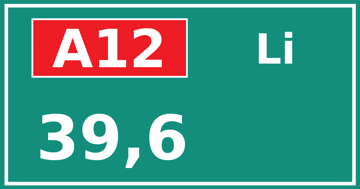 Hectometerbord A12 39,6 zijde Li