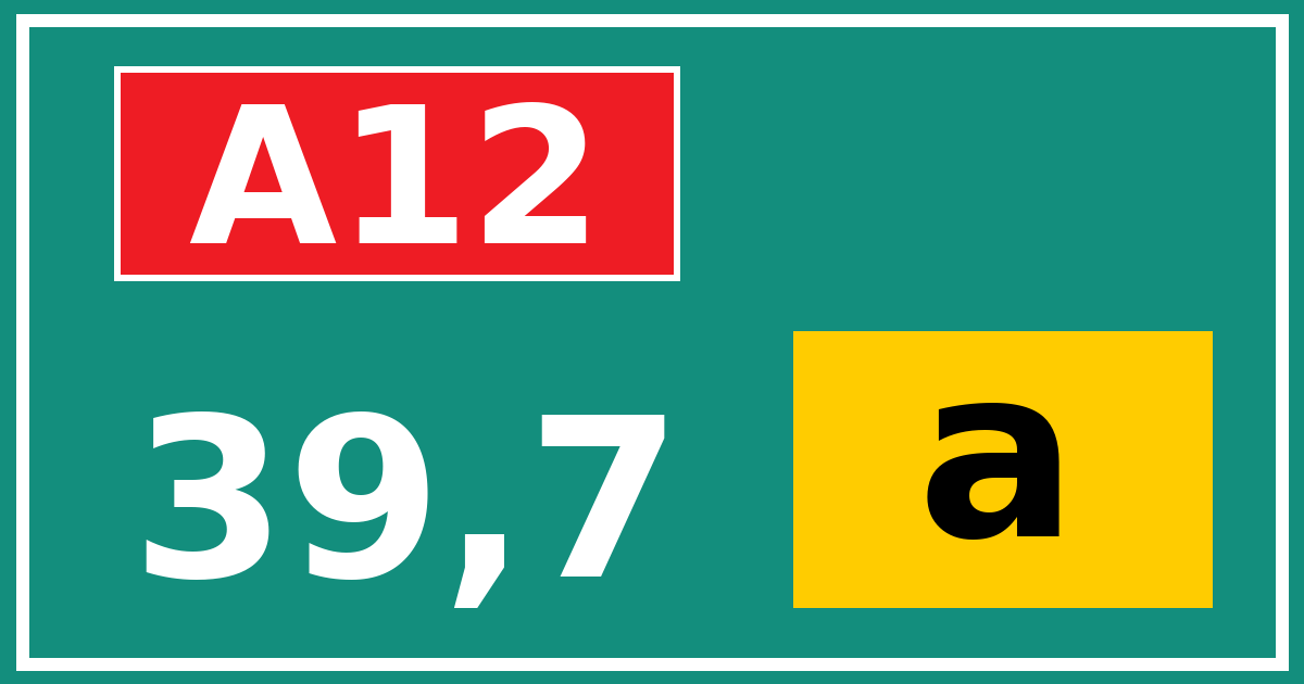 Hectometerbord A12 39,7 letter a