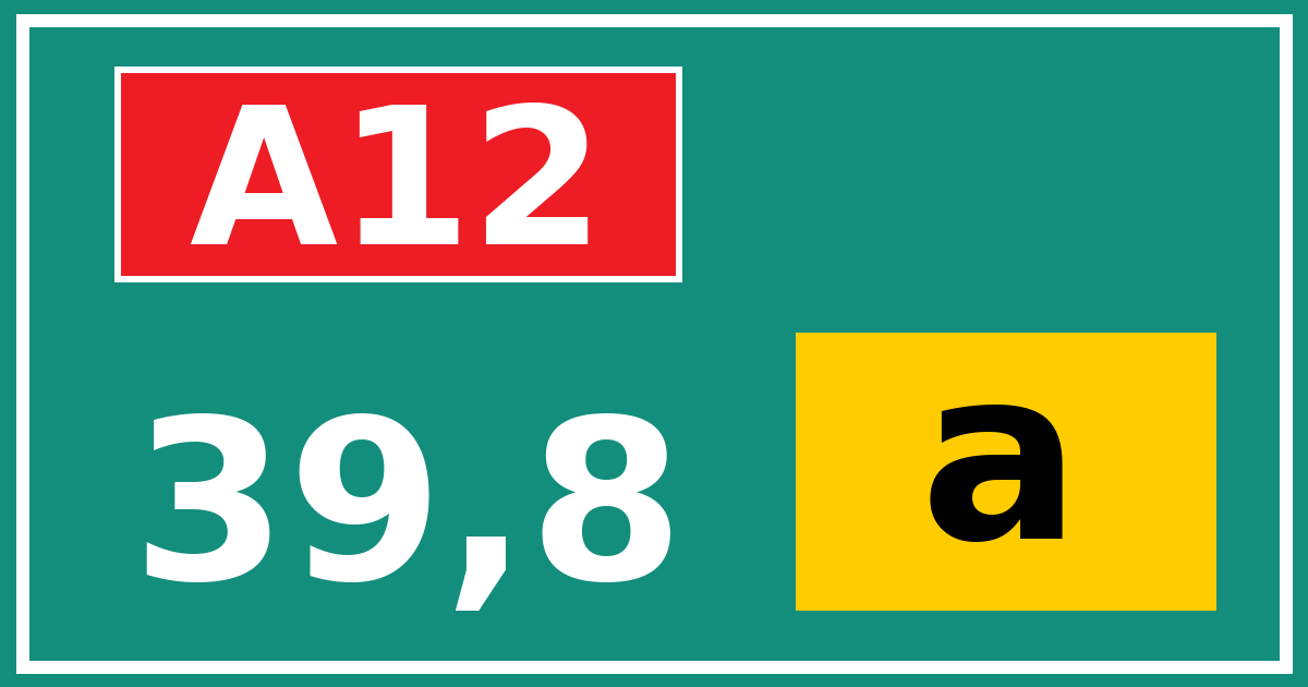 Hectometerbord A12 39,8 letter a