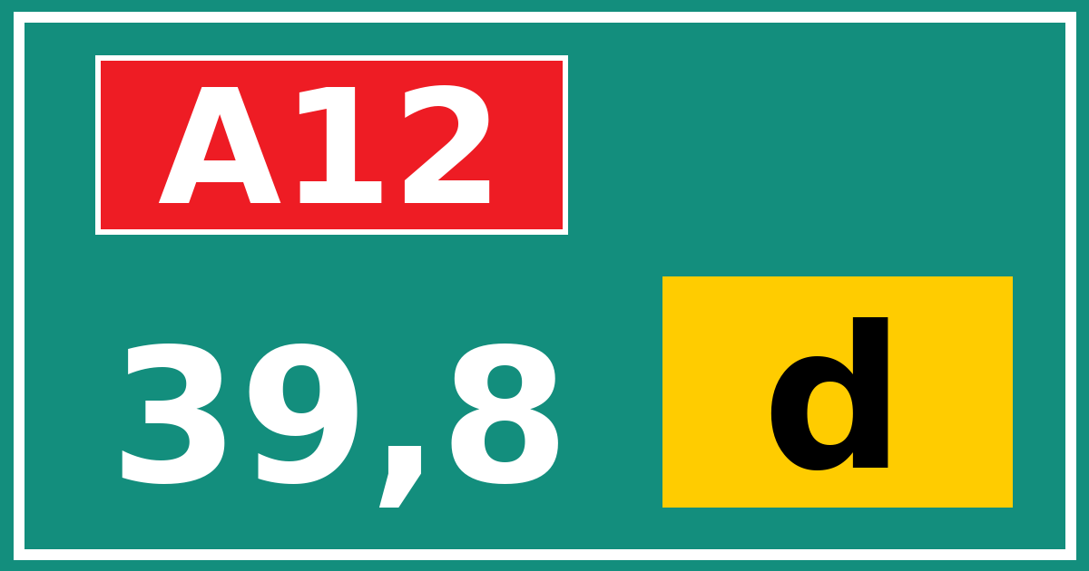 Hectometerbord A12 39,8 letter d