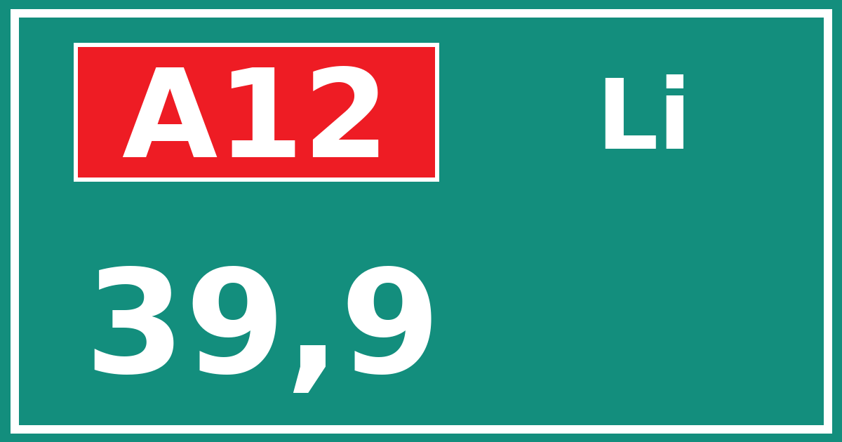 Hectometerbord A12 39,9 zijde Li