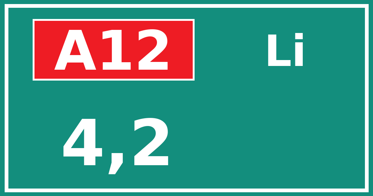 Hectometerbord A12 4,2 zijde Li
