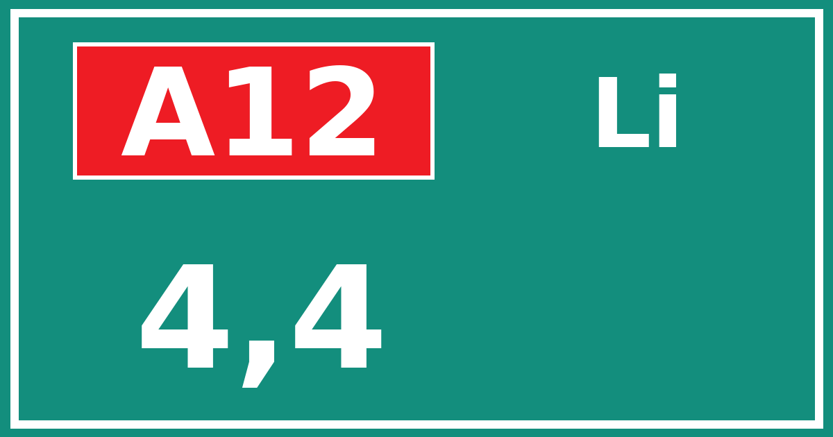 Hectometerbord A12 4,4 zijde Li