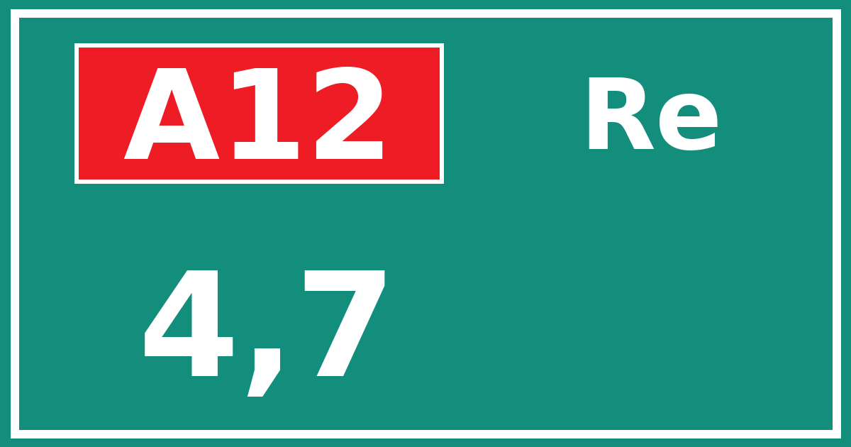 Hectometerbord A12 4,7 zijde Re