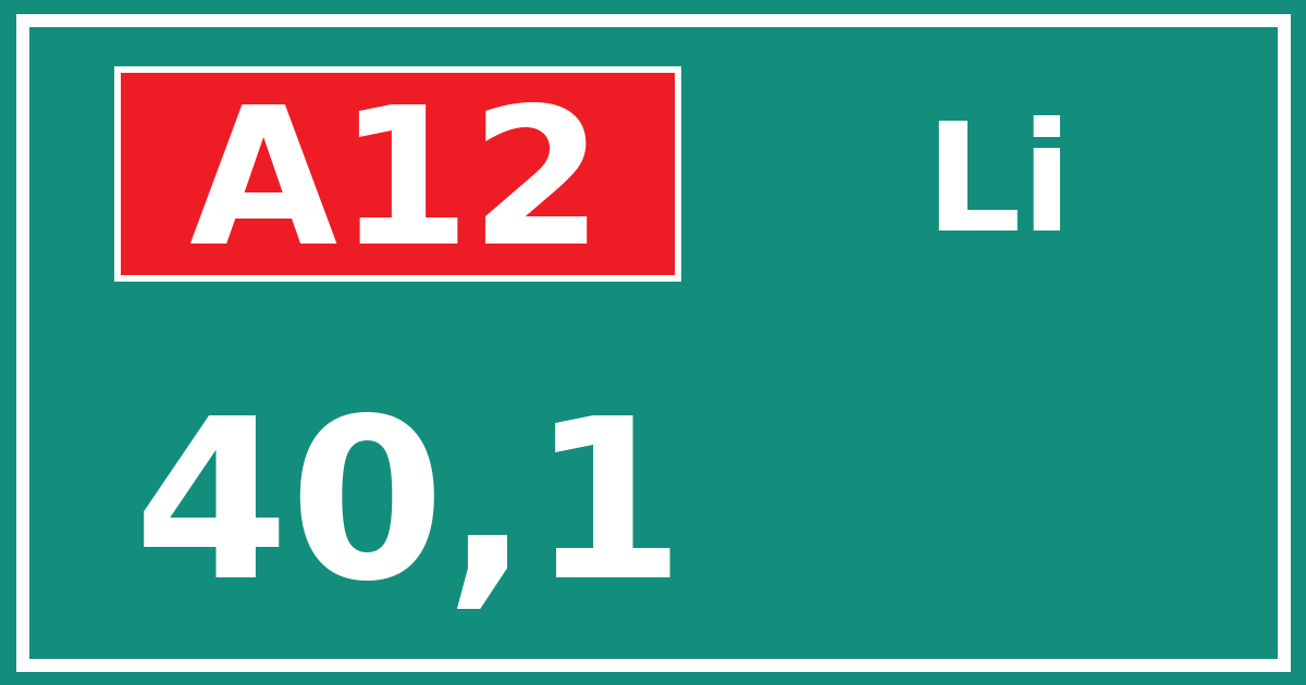 Hectometerbord A12 40,1 zijde Li