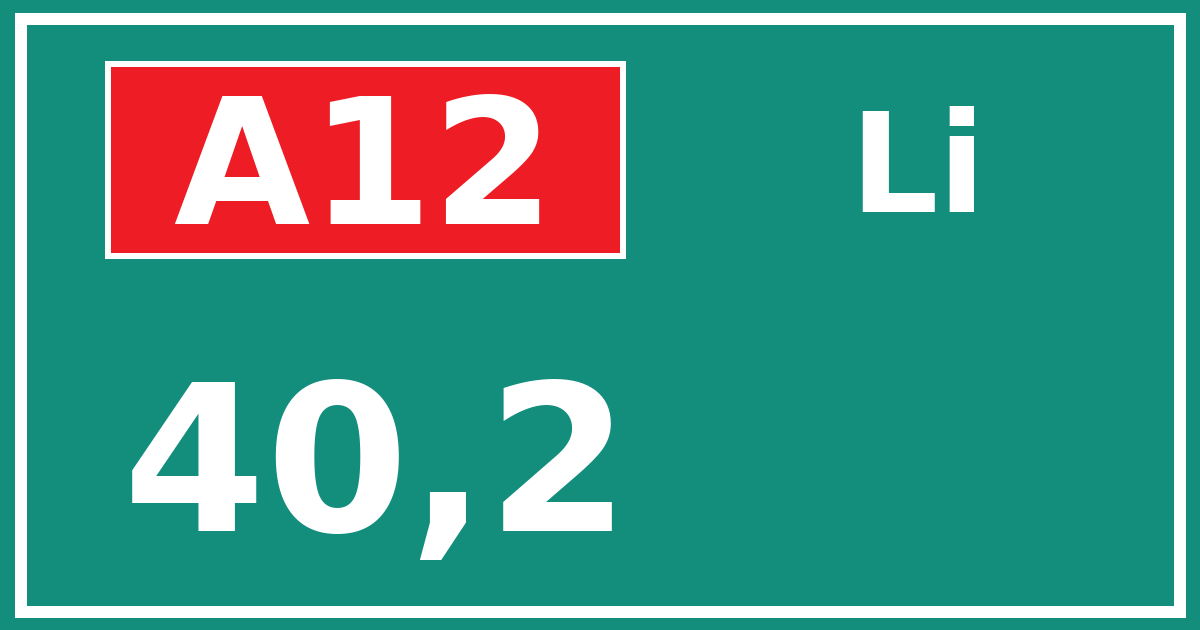 Hectometerbord A12 40,2 zijde Li