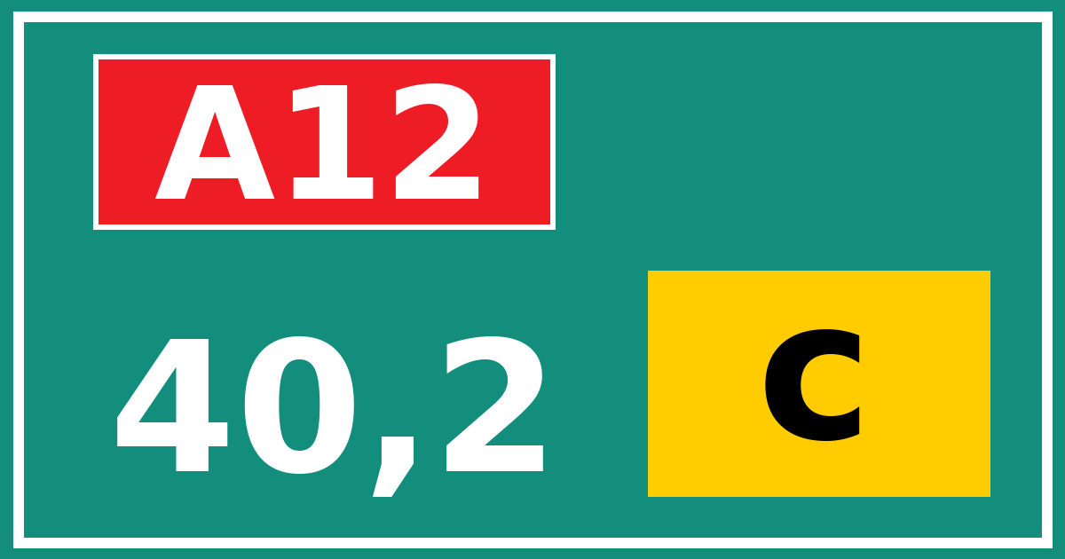 Hectometerbord A12 40,2 letter c