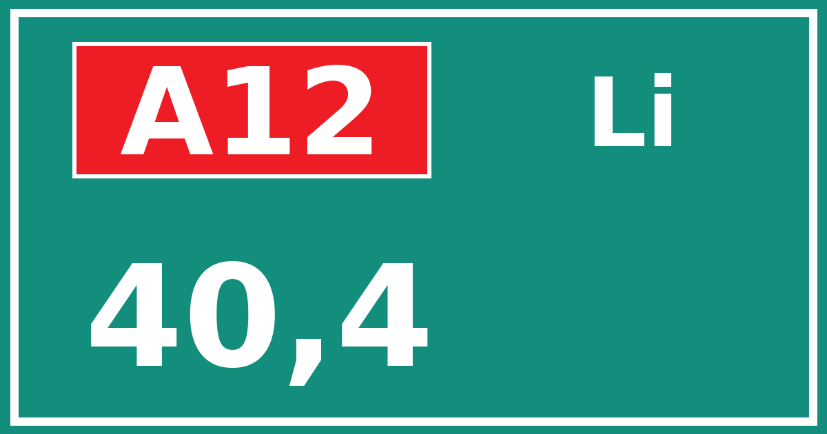 Hectometerbord A12 40,4 zijde Li