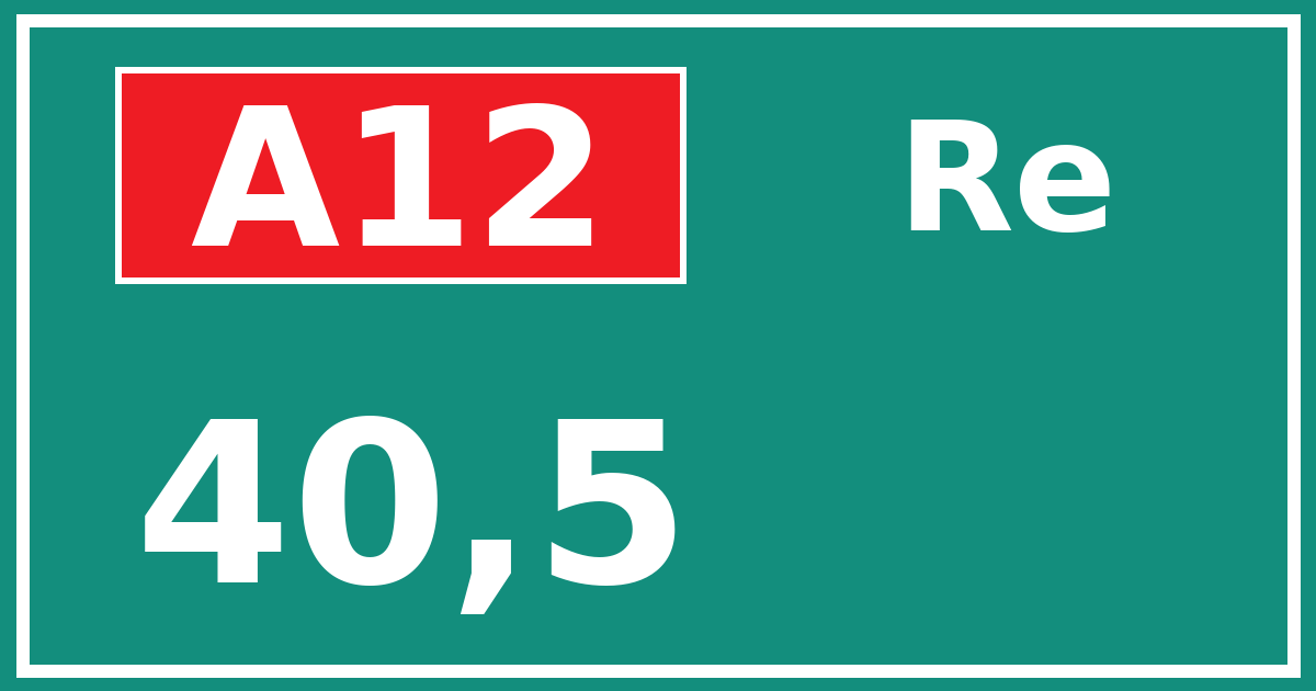 Hectometerbord A12 40,5 zijde Re