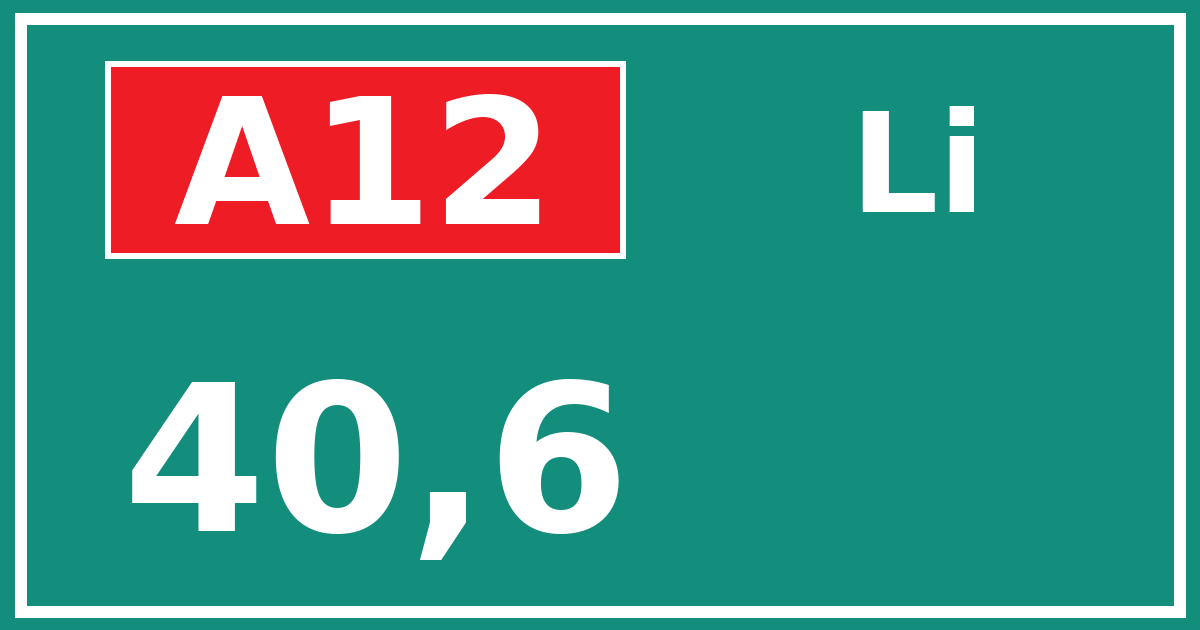 Hectometerbord A12 40,6 zijde Li