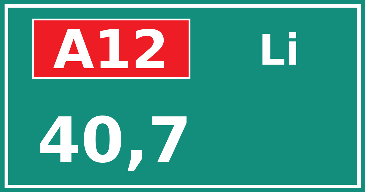 Hectometerbord A12 40,7 zijde Li
