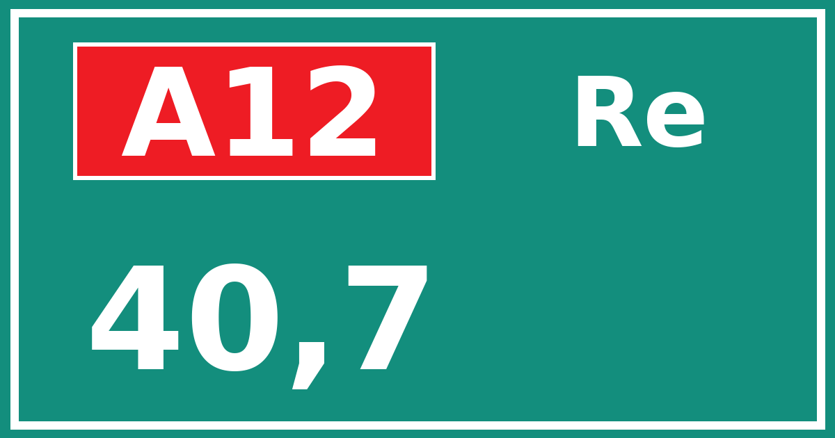 Hectometerbord A12 40,7 zijde Re