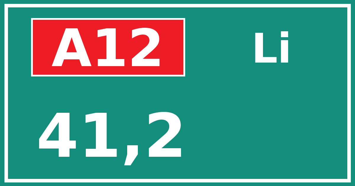 Hectometerbord A12 41,2 zijde Li