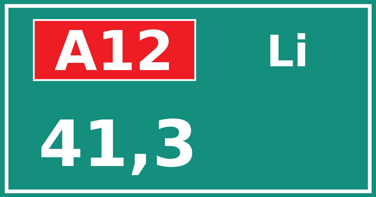 Hectometerbord A12 41,3 zijde Li