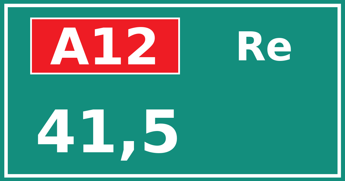 Hectometerbord A12 41,5 zijde Re