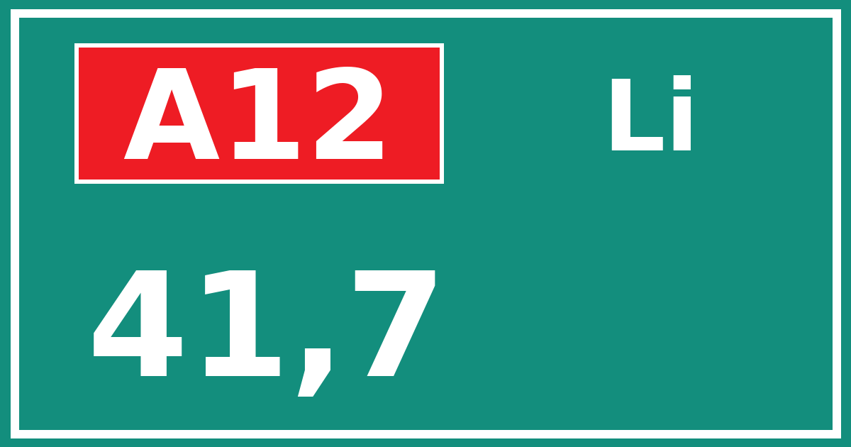 Hectometerbord A12 41,7 zijde Li