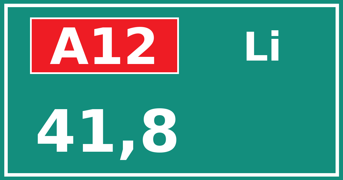 Hectometerbord A12 41,8 zijde Li