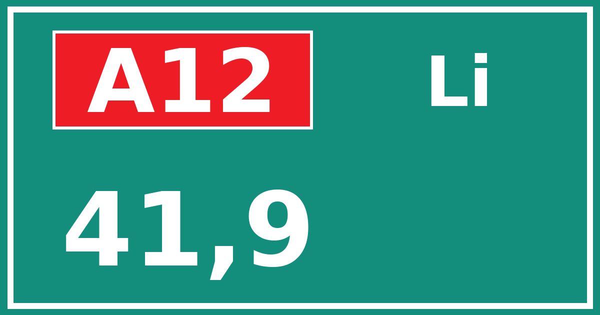 Hectometerbord A12 41,9 zijde Li