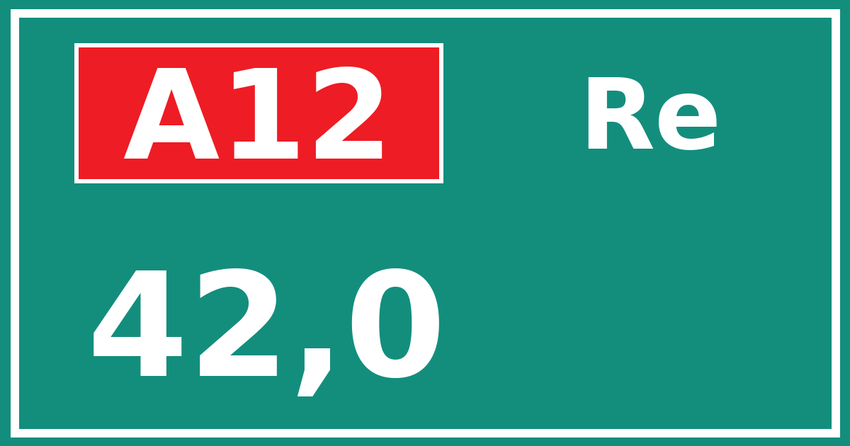 Hectometerbord A12 42,0 zijde Re