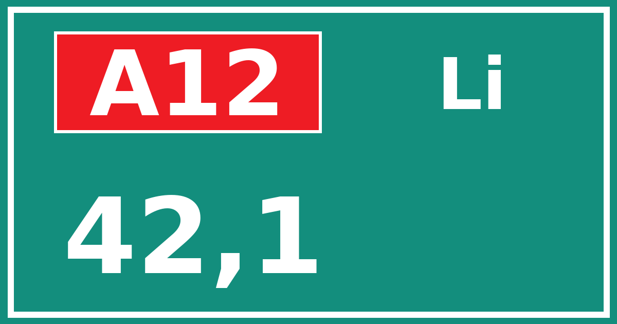 Hectometerbord A12 42,1 zijde Li