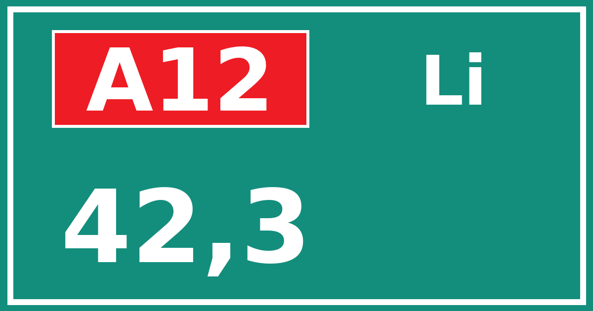 Hectometerbord A12 42,3 zijde Li
