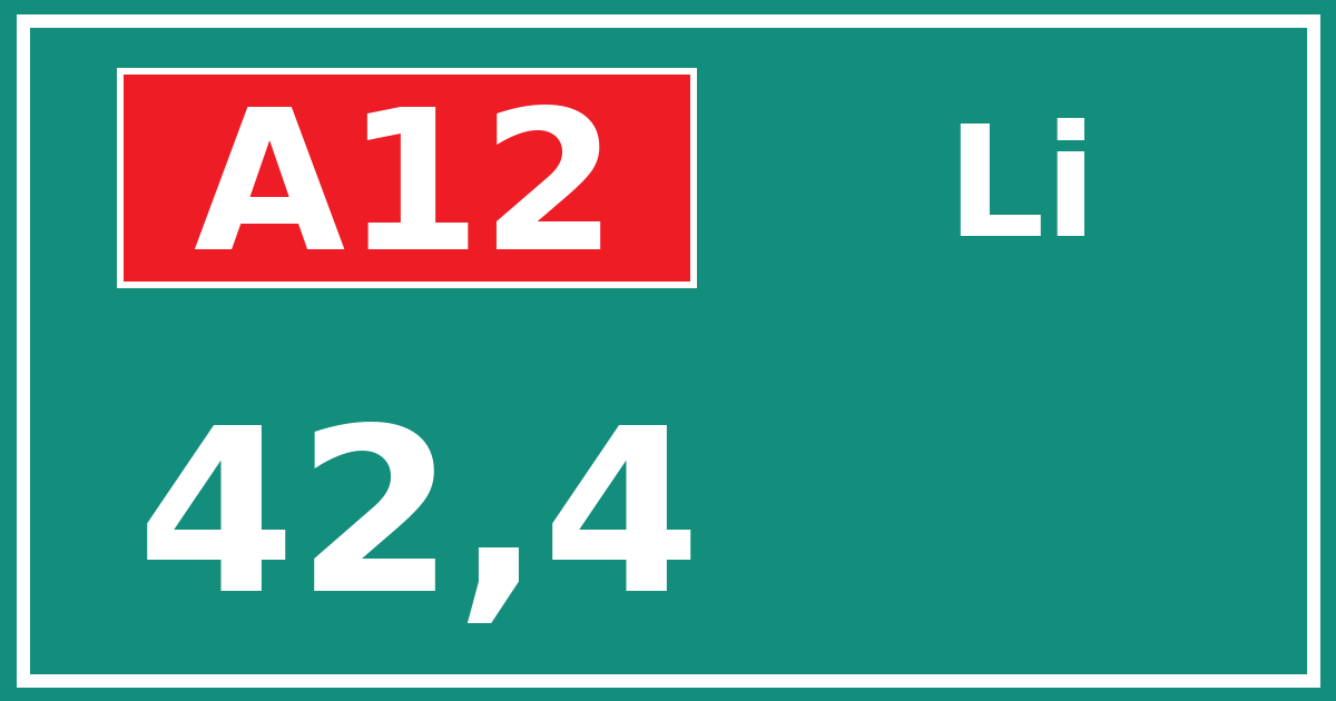 Hectometerbord A12 42,4 zijde Li