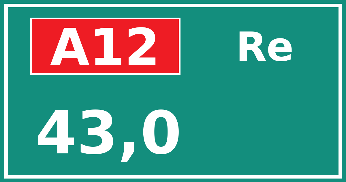 Hectometerbord A12 43,0 zijde Re