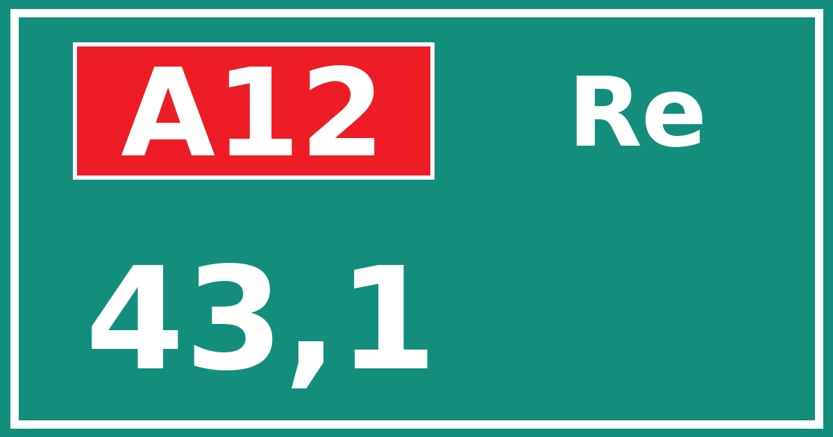 Hectometerbord A12 43,1 zijde Re