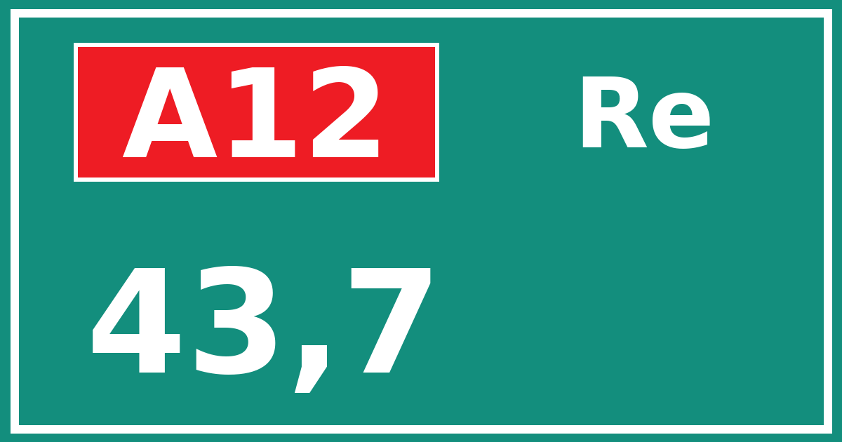 Hectometerbord A12 43,7 zijde Re