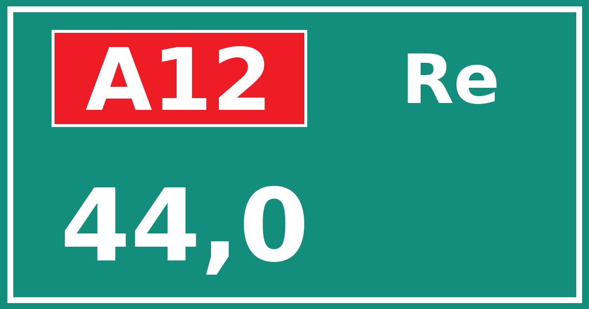 Hectometerbord A12 44,0 zijde Re
