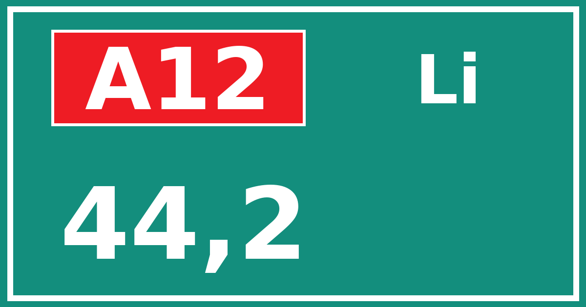 Hectometerbord A12 44,2 zijde Li