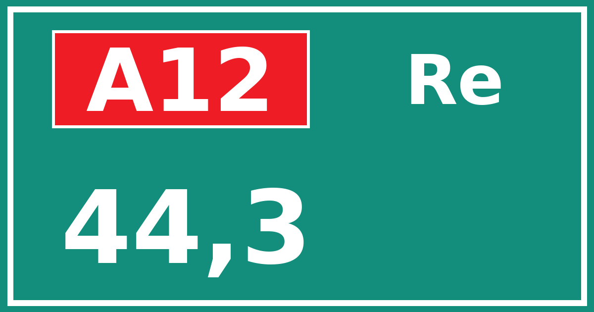 Hectometerbord A12 44,3 zijde Re