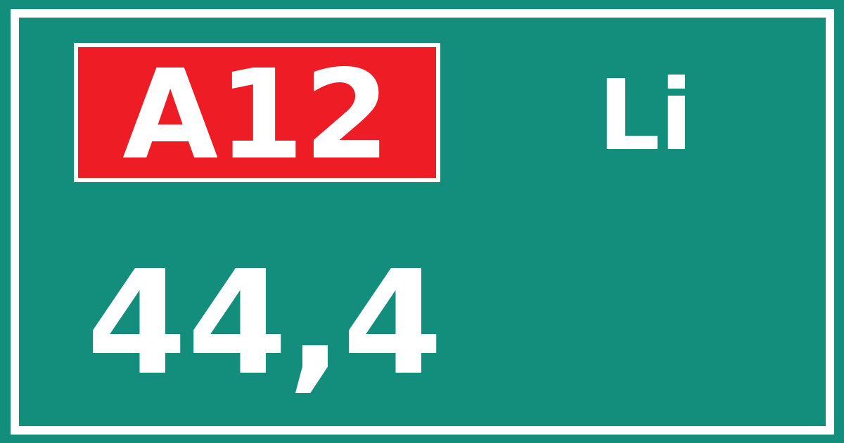 Hectometerbord A12 44,4 zijde Li