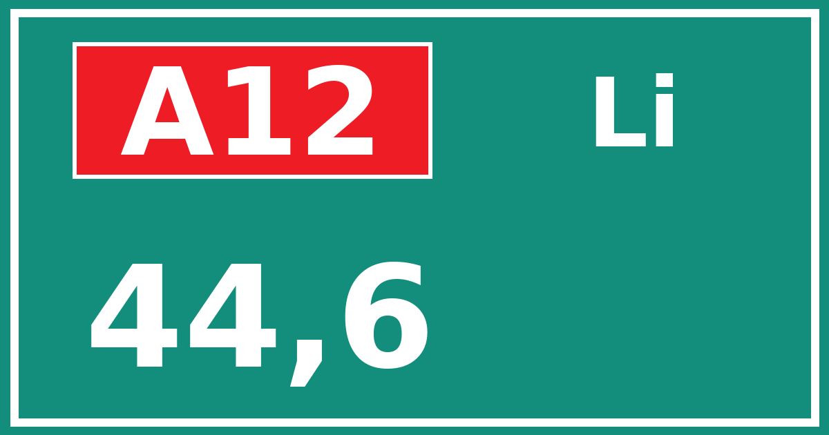 Hectometerbord A12 44,6 zijde Li