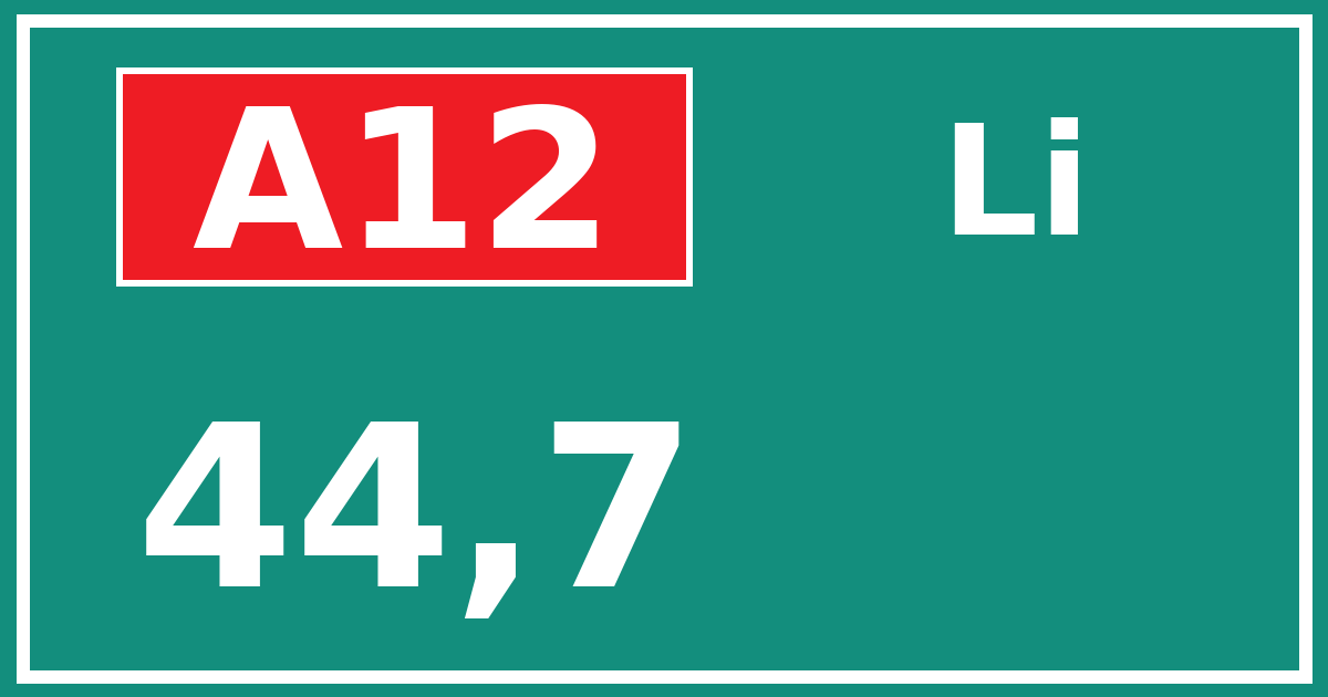 Hectometerbord A12 44,7 zijde Li