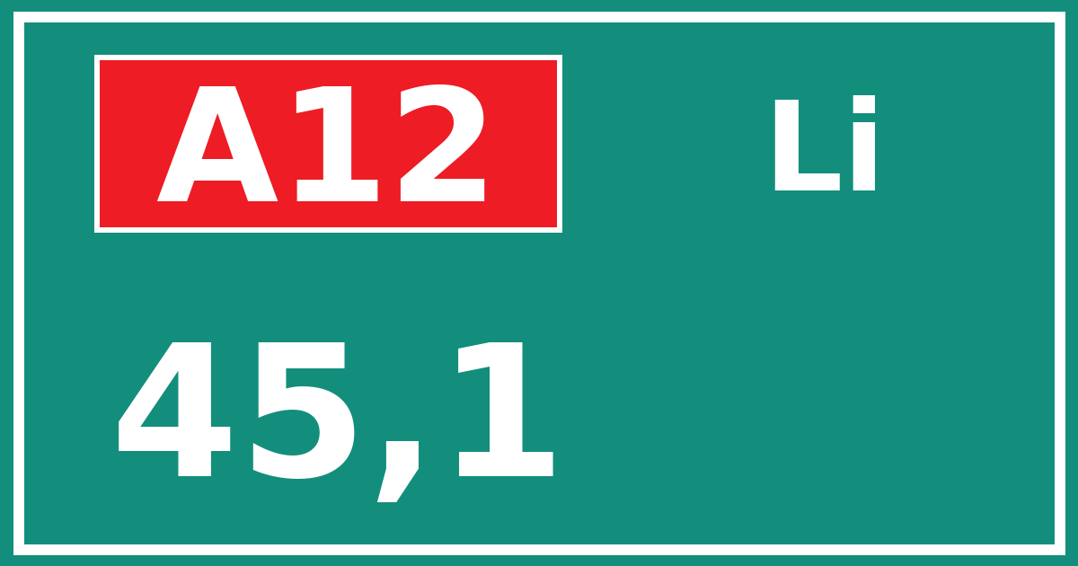 Hectometerbord A12 45,1 zijde Li