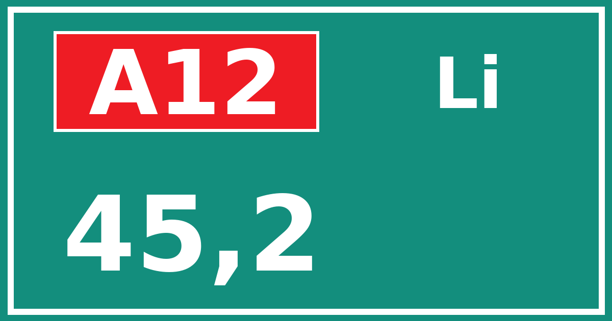 Hectometerbord A12 45,2 zijde Li